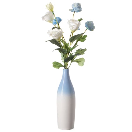 Uniquewise 9.5 Inch Modern Decorative Ceramic Table Vase Ripped Design Bottle Shape Flower Holder, White QI004356.WT